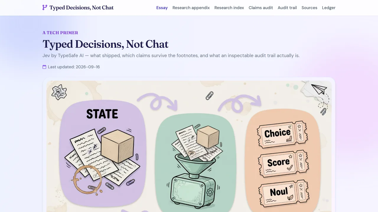 Source screenshot of Typed decisions, not chat
