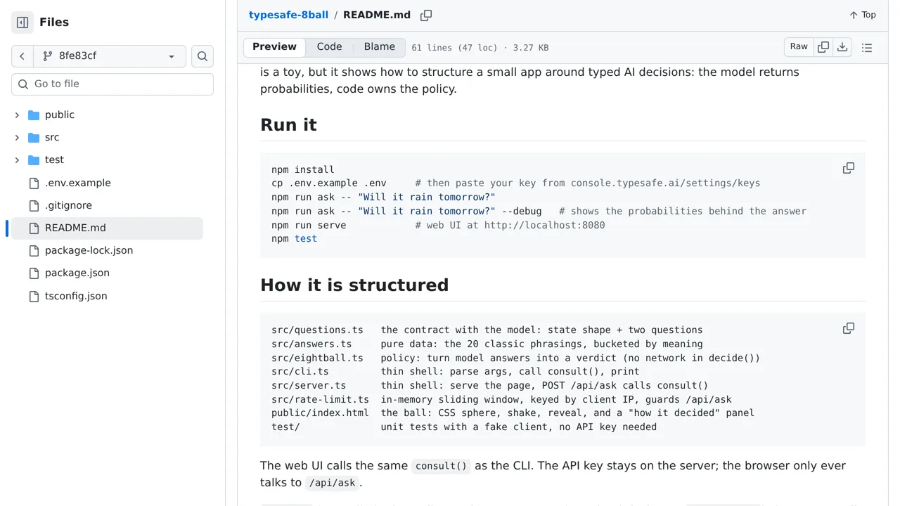 Source screenshot of typesafe-8ball