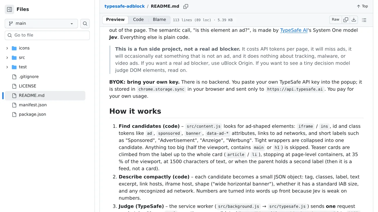 Source screenshot of typesafe-adblock