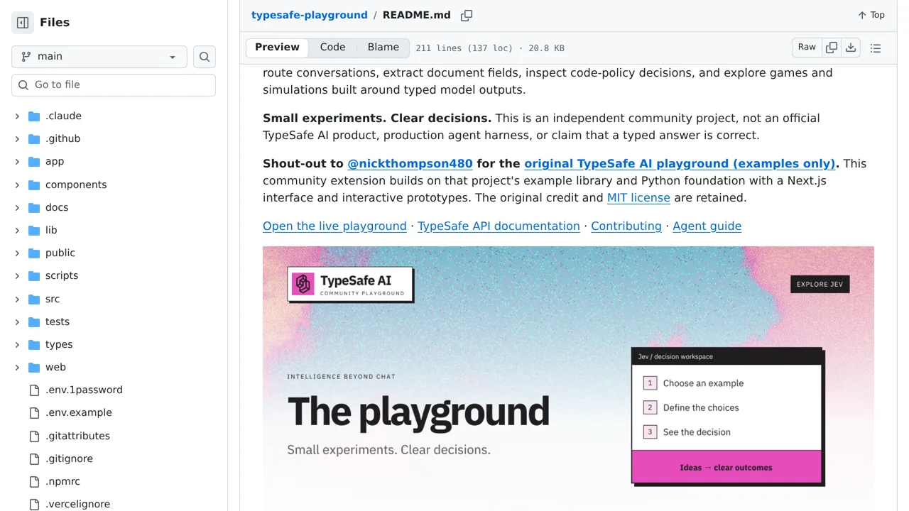 Source screenshot of typesafe-ai-playground (BunsDev)