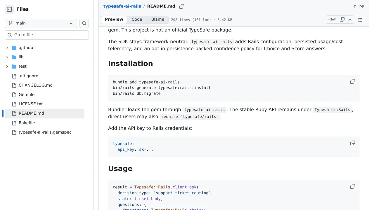 Source screenshot of typesafe-ai-rails