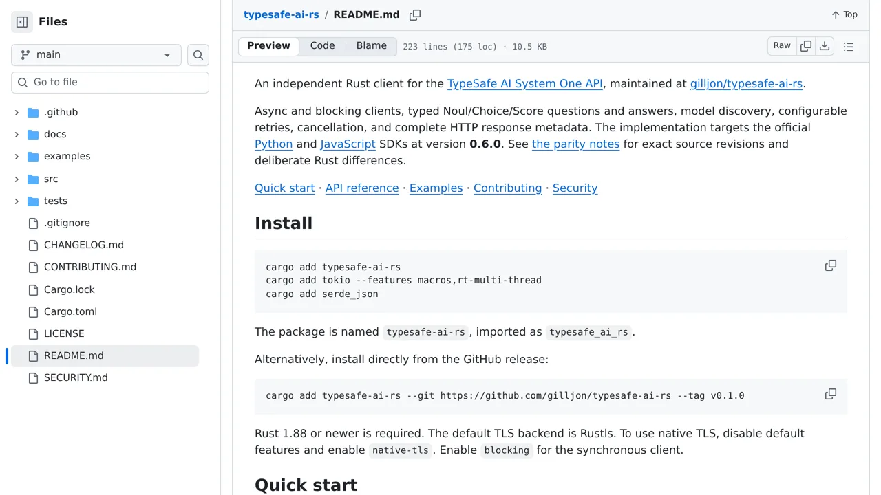 Source screenshot of typesafe-ai-rs