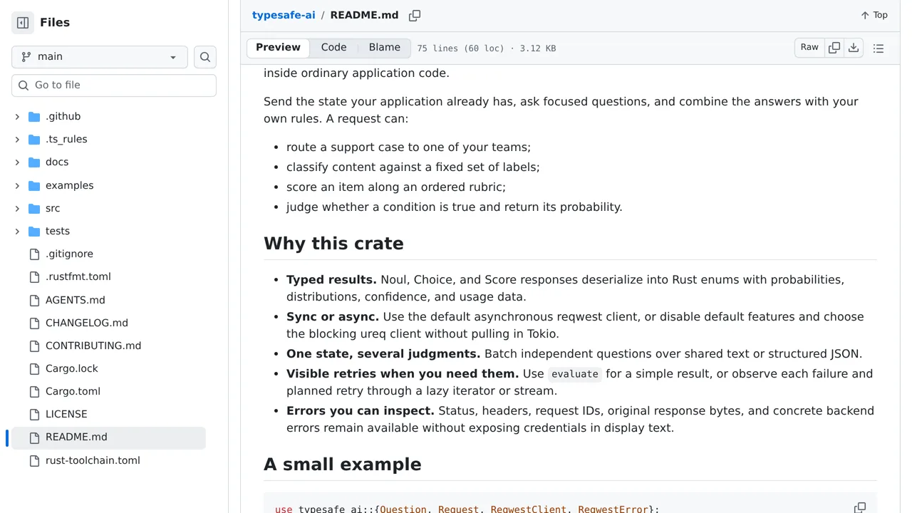 Source screenshot of typesafe-ai