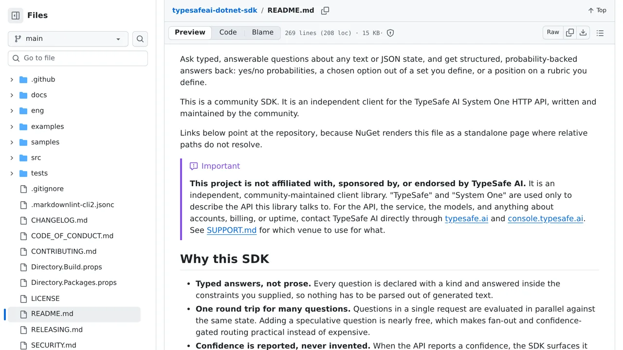 Source screenshot of typesafe-dotnet-sdk