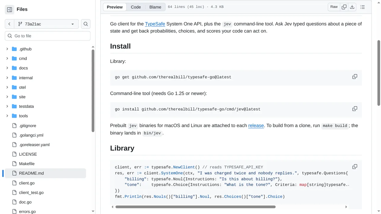 Source screenshot of typesafe-go
