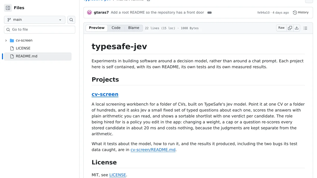 Source screenshot of typesafe-jev