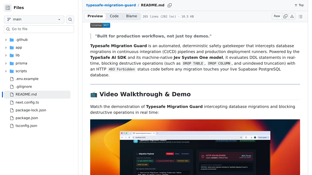 Source screenshot of typesafe-migration-guard
