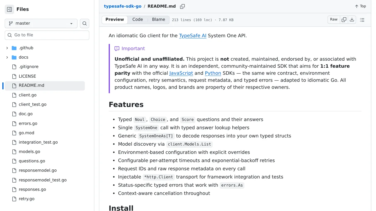 Source screenshot of typesafe-sdk-go