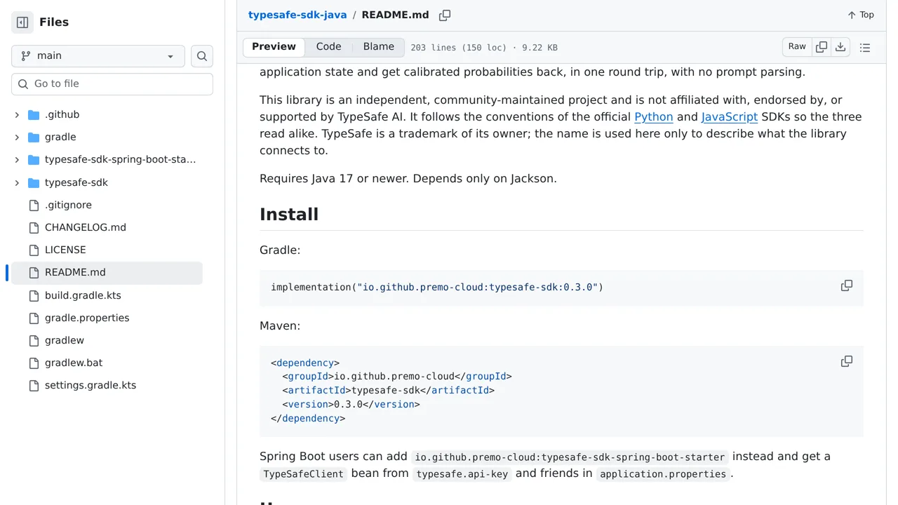 Source screenshot of typesafe-sdk-java