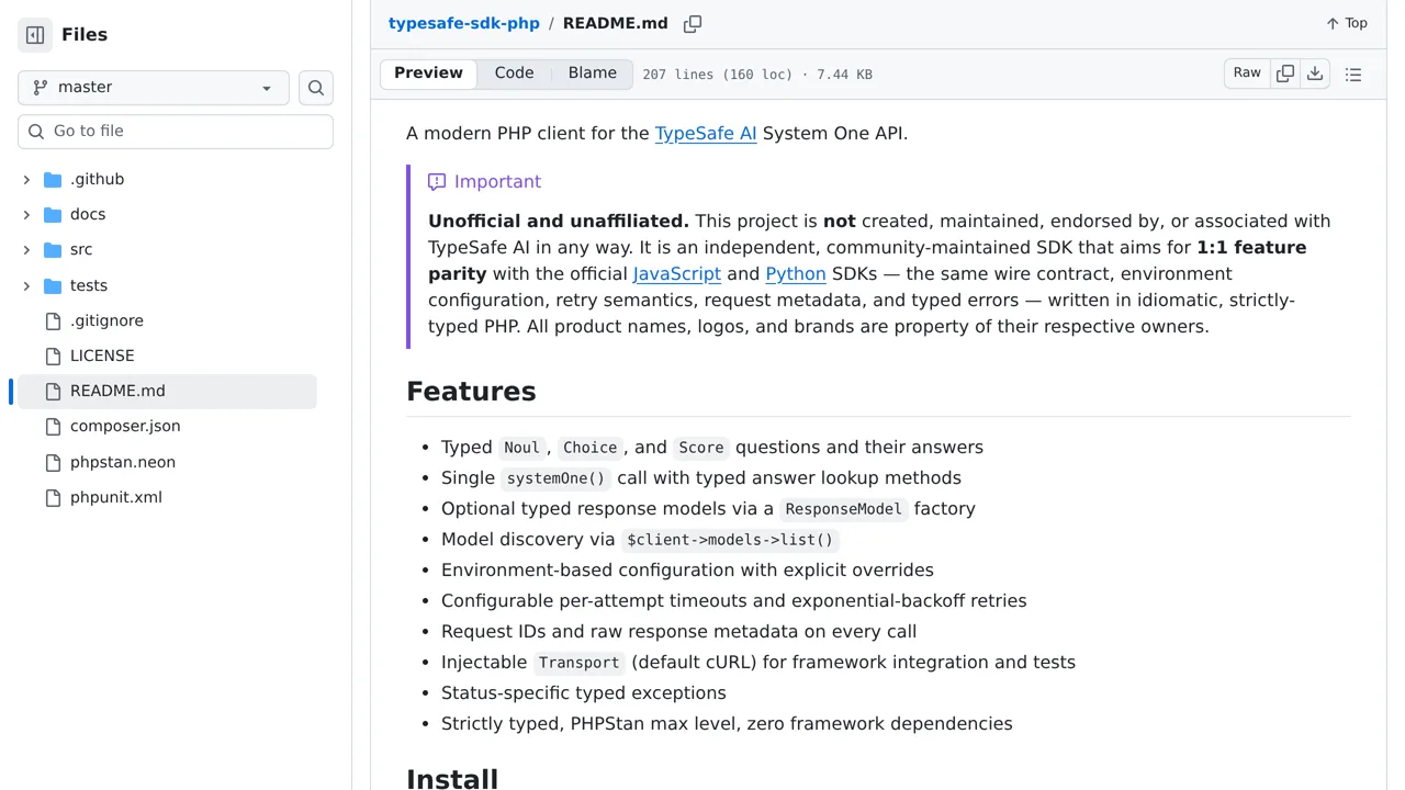 Source screenshot of typesafe-sdk-php