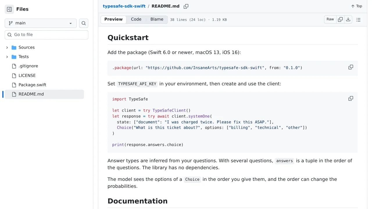 Source screenshot of typesafe-sdk-swift