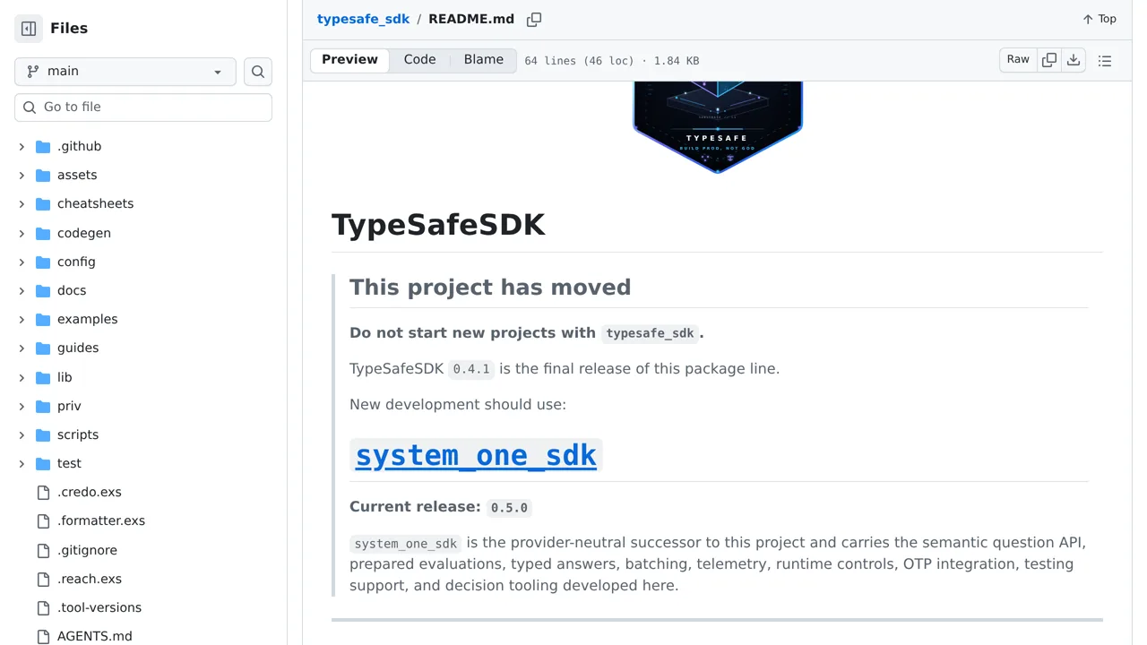 Source screenshot of typesafe_sdk
