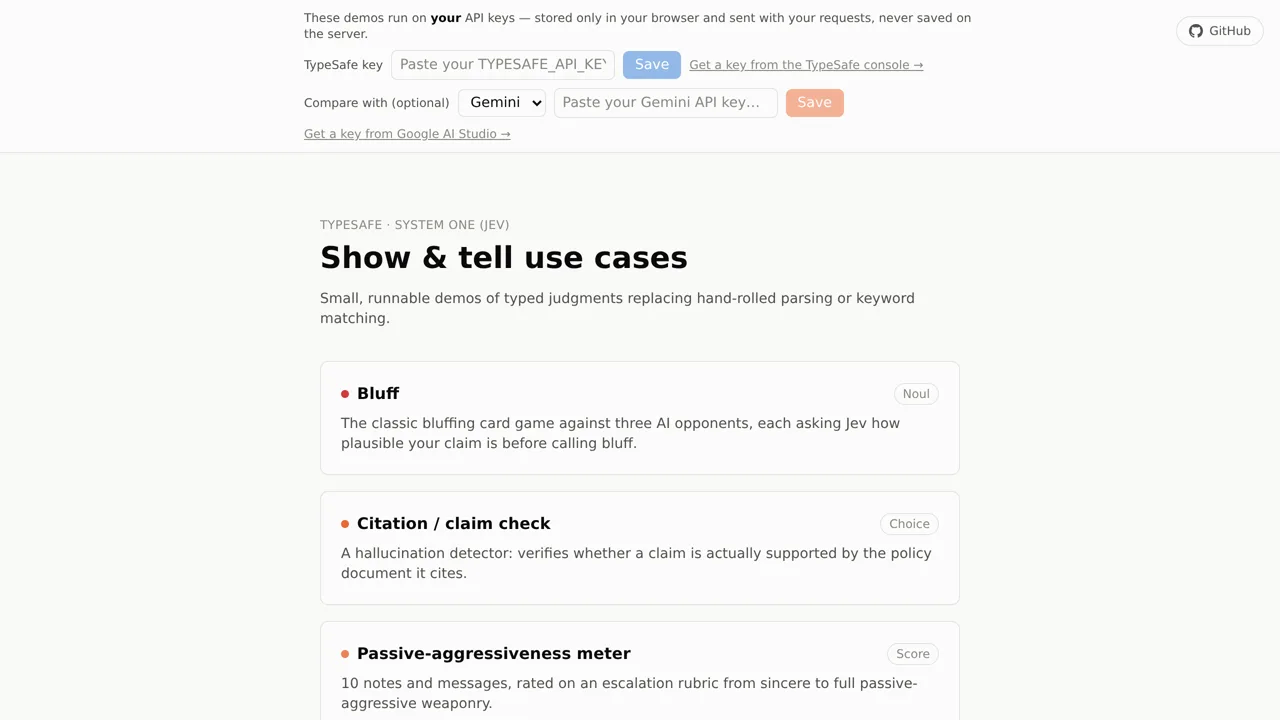 Source screenshot of TypeSafe use cases