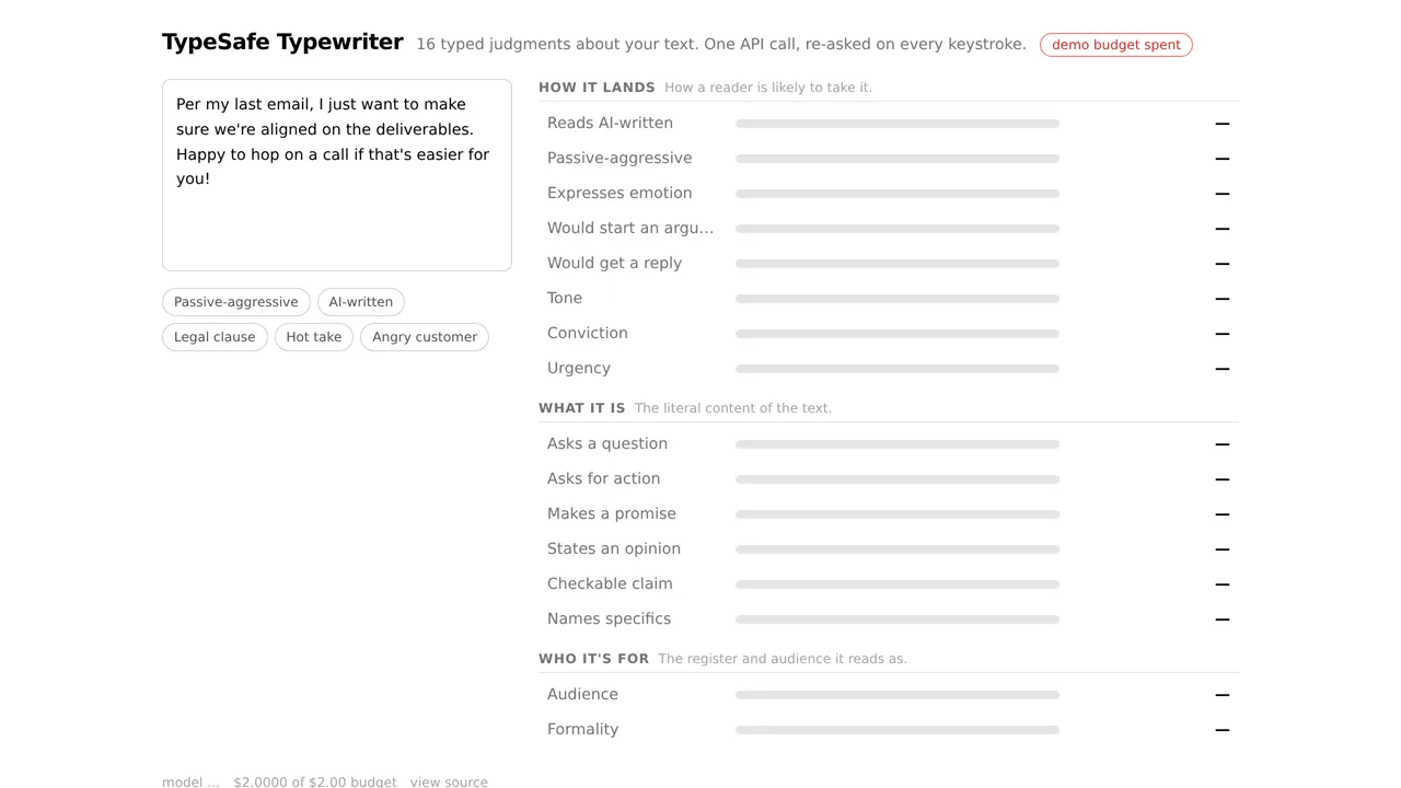Source screenshot of TypeSafe Typewriter