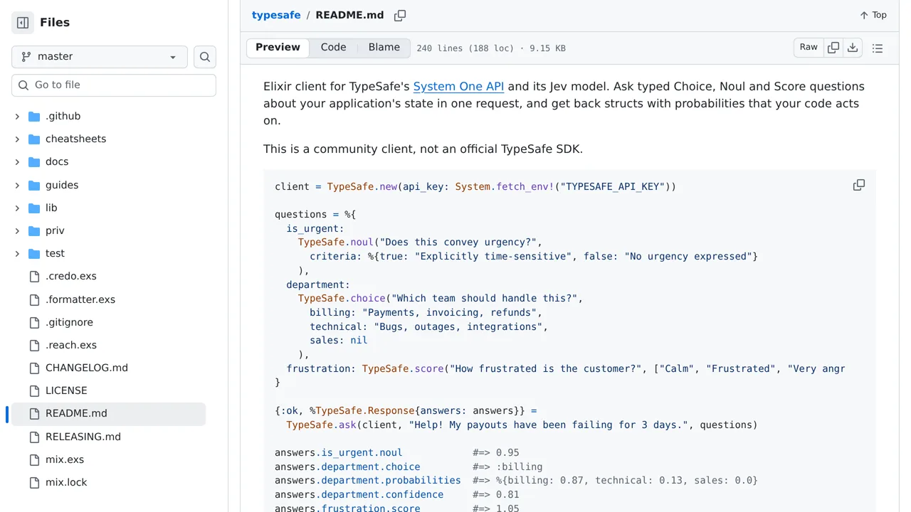Source screenshot of typesafe