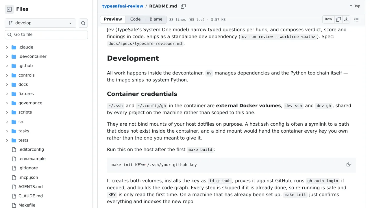 Source screenshot of typesafeai-review