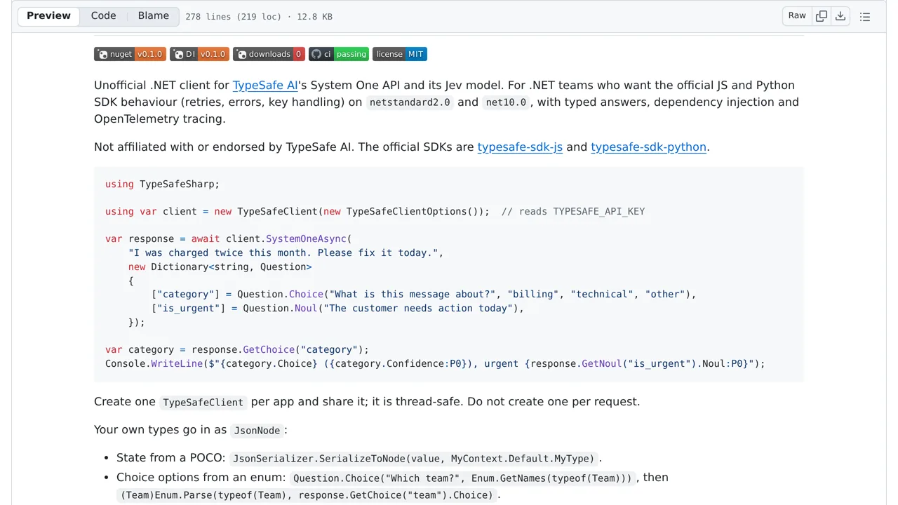 Source screenshot of TypeSafeSharp