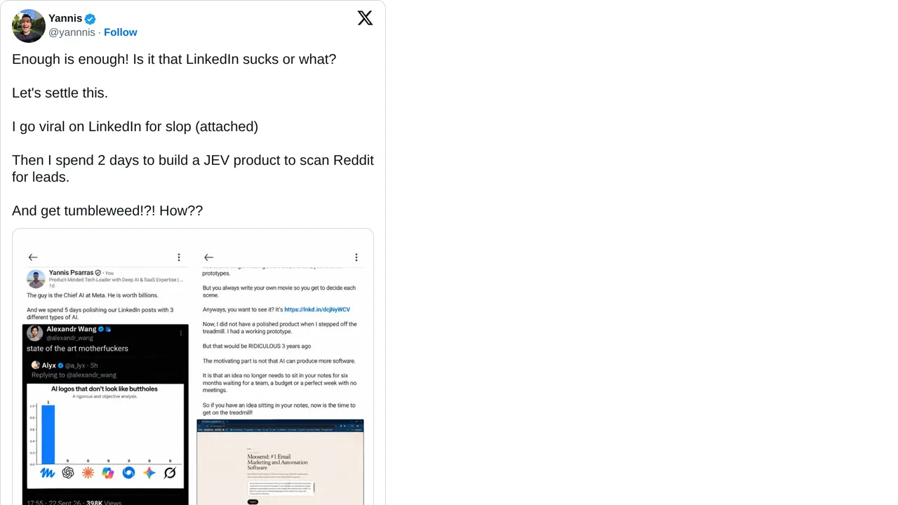 Source screenshot of Yannis’s Reddit lead scanner