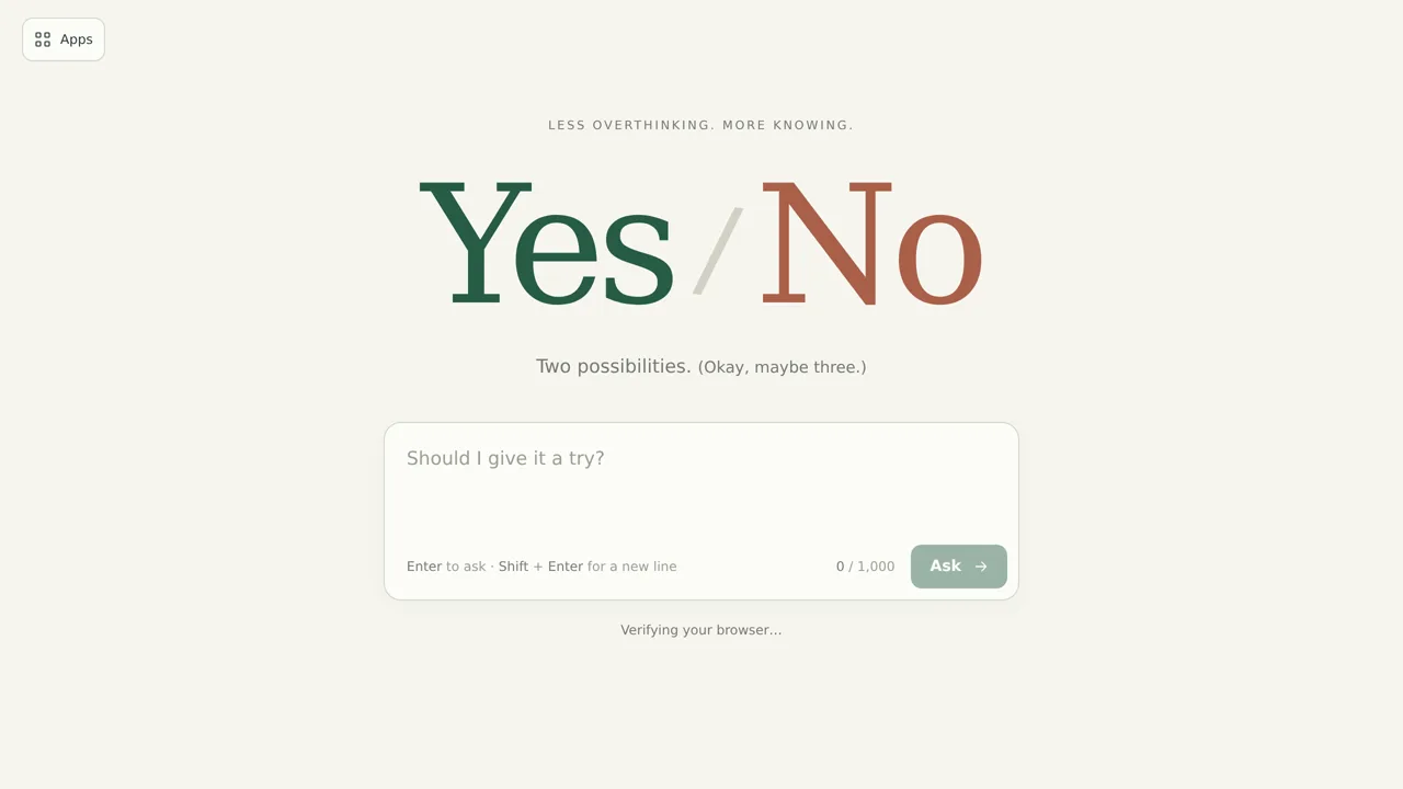 Source screenshot of Yes / No