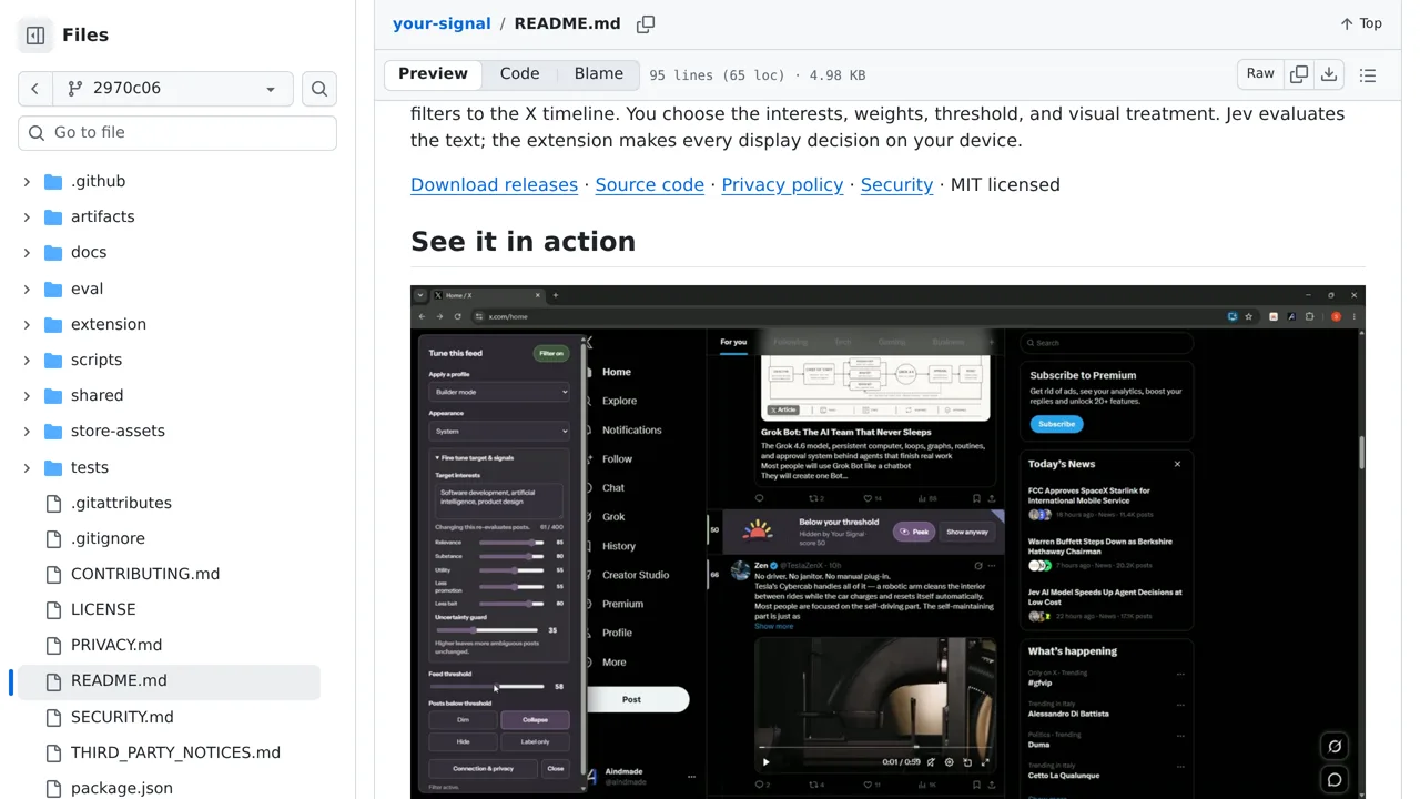 Source screenshot of Your Signal