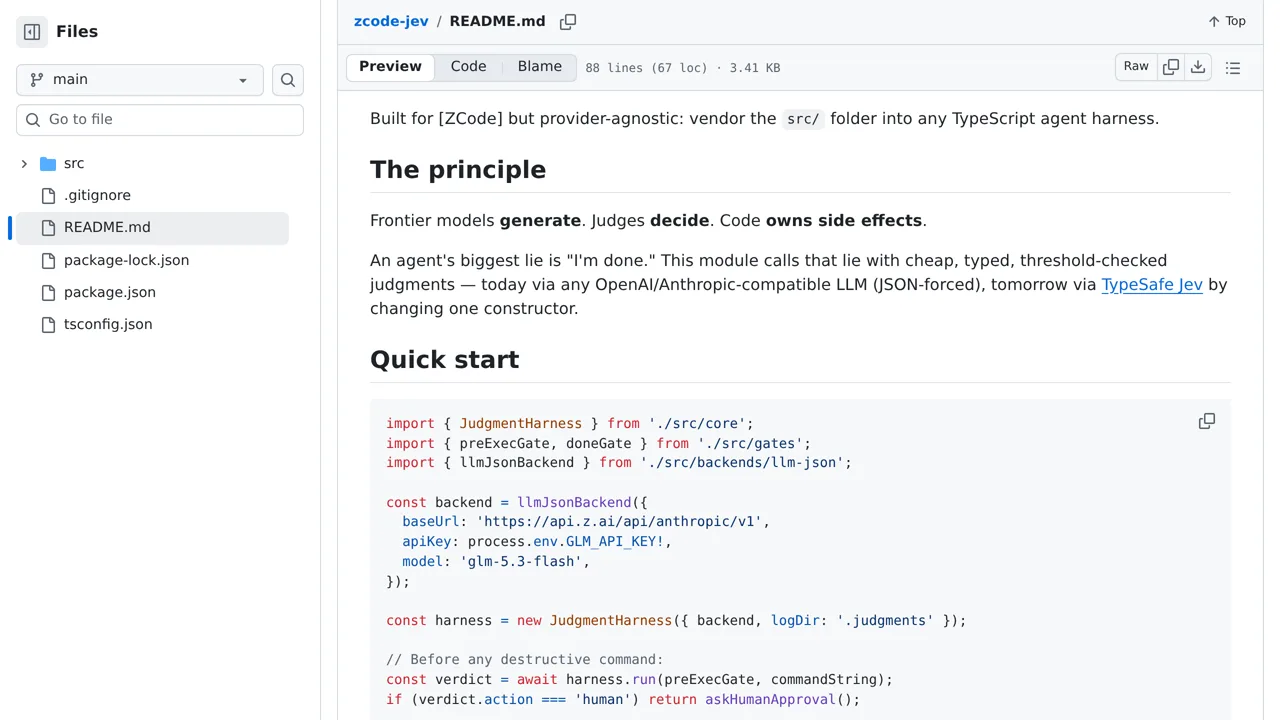 Source screenshot of zcode-jev