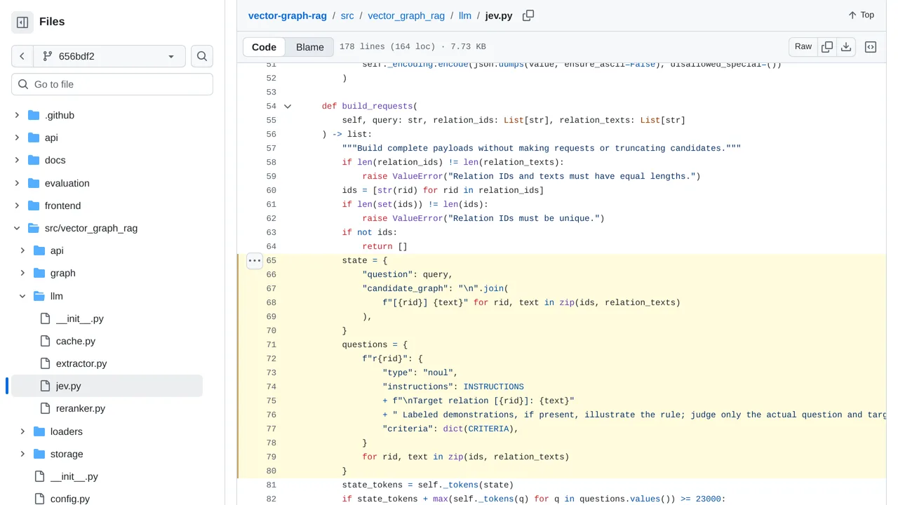 Source screenshot of Vector Graph RAG Jev reranker
