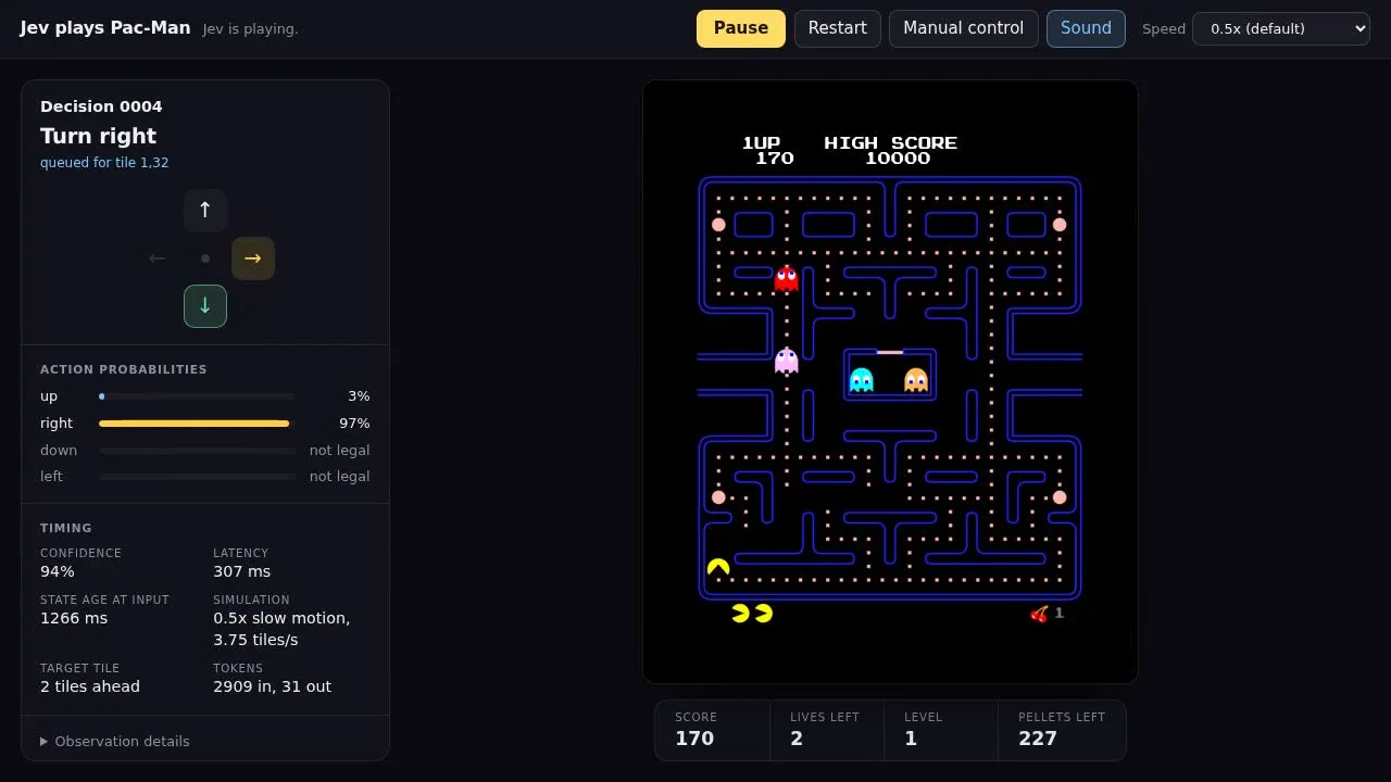 Recorded frame of Jev Pac-Man