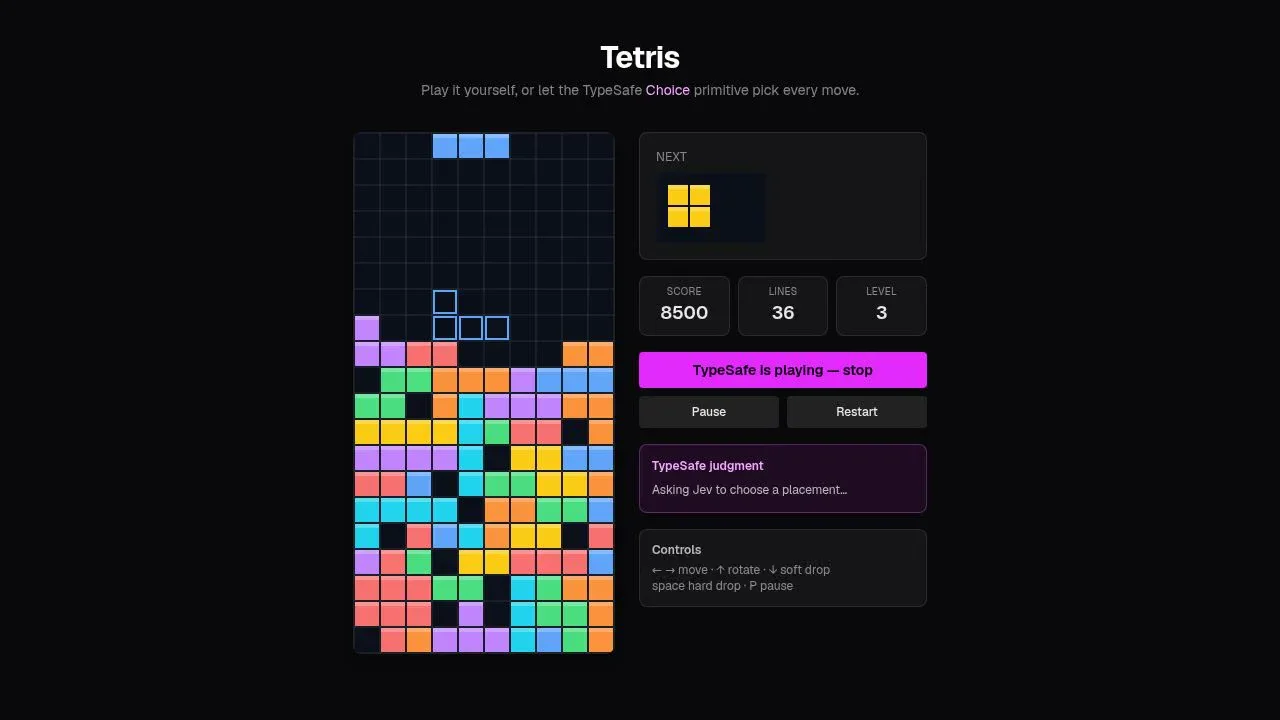 Recorded frame from Jev Tetris